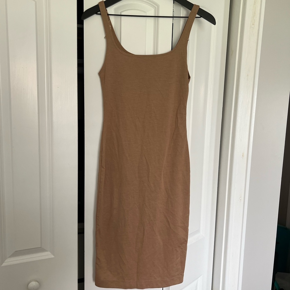 Zara midi dress in tan